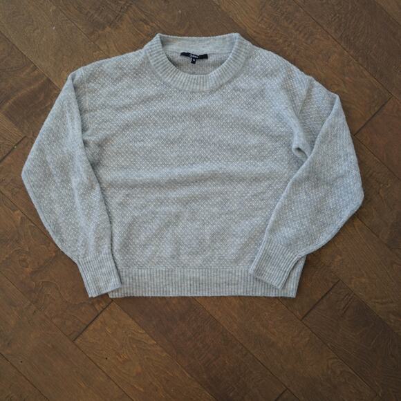 Quince Sweater Womens Small Light Gray Baby Alpaca-Wool Diamond Stitch Crewneck - Picture 1 of 9